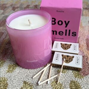 HTF Boy Smells Rosalita Tangerine Rose White Leather Boxed Candle NWT